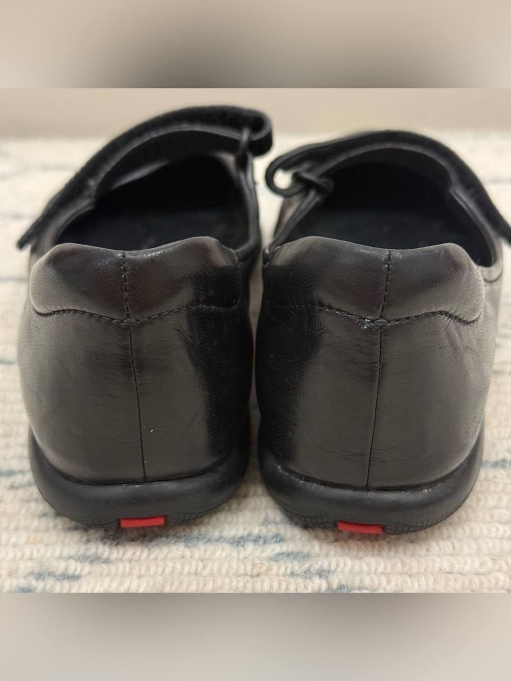 Archival PRADA SPORT Y2K Black Leather Mary Jane Flats Linea Rossa Red Stripe 37 - Picture 10 of 16